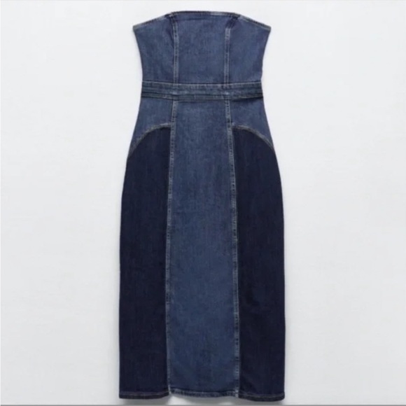 ZARA Contrast denim dress - Picture 3 of 7